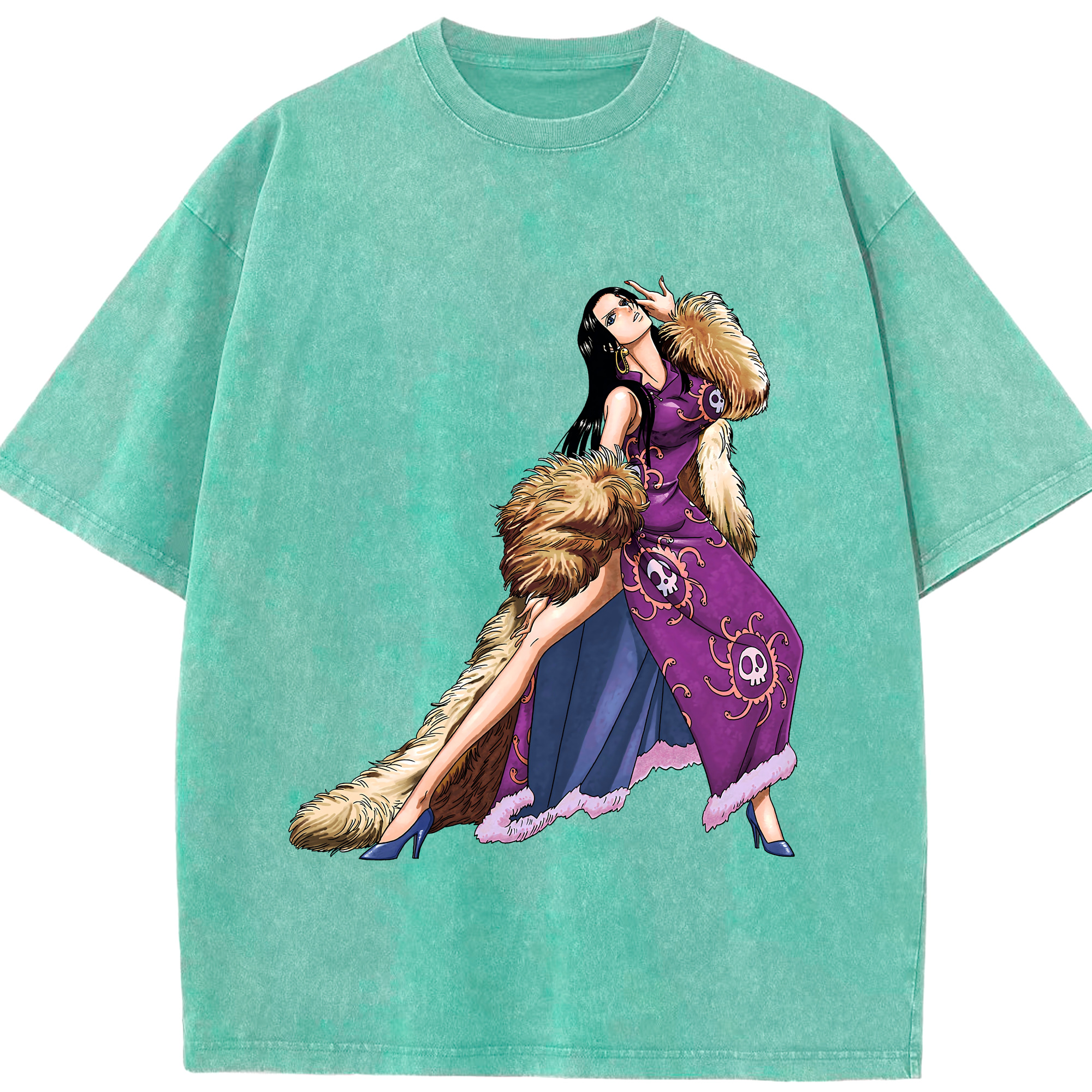 ワンピース ボア・ハンコック ONE PIECE Boa·Hancock 綿100% ヴィンテージ風 半袖Tシャツ（フロントプリント）
